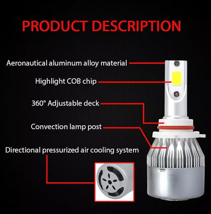 2PCS H11/9006/9005/H7/H4/H13/9007/9004 Car LED Light, 6000K 3800LM Super Bright High and Low Beam Bulb C6 LED Fog Light Headlight Bulb Replacement, Plug & Play, Car/trucks (9005/9140/9145/HB3)