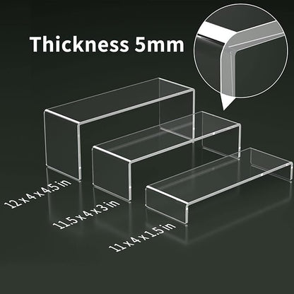 HIIMIEI Acrylic Display Riser, Thickened to 5mm Clear Rectangular Display Shelf