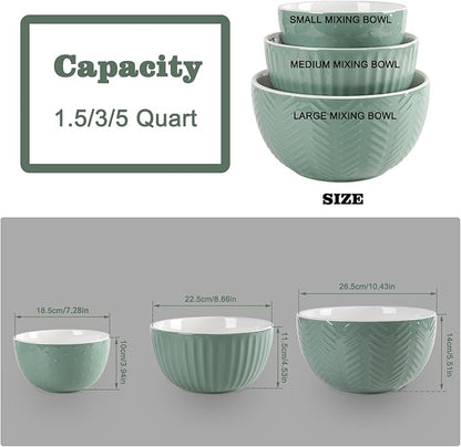 HAPPY KIT Ceramic Mixing Bowls Set, Serving Bowls Set