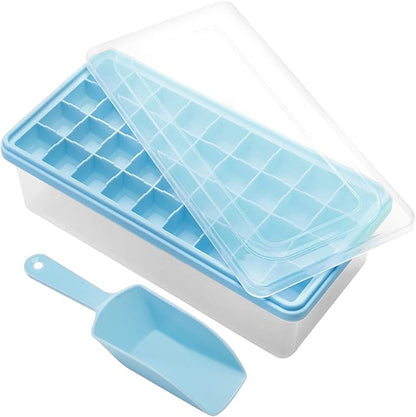 Silicone Ice Cube Tray with Leak-Proof Lid & Storage Bin