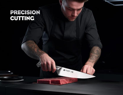 WIZEKA Kitchen Knife Set with Block: Razor Sharp 15 Pcs Professional Chef Knife
