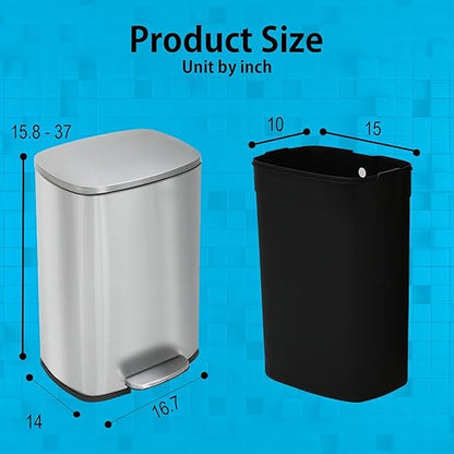 BestMassage 13 Gallon Stainless Steel Trash Can