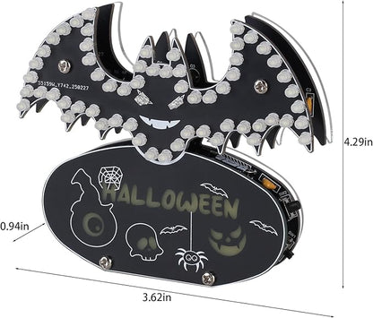 Halloween Bat Soldering Project, ICSTATION Bat Soldering Practice Kit With 5 Lighting Modes Glow Halloween Elements DIY Electronic Kits for School Education Halloween Present Desktop Decorations
