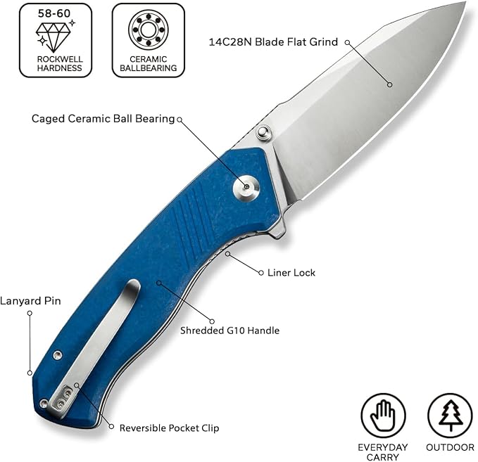 CIVIVI Placoid Pocket Knife for EDC, Folding Knife with 3.67" 14C28N Blade G-10 Handle For Men Women Gift C23079-2