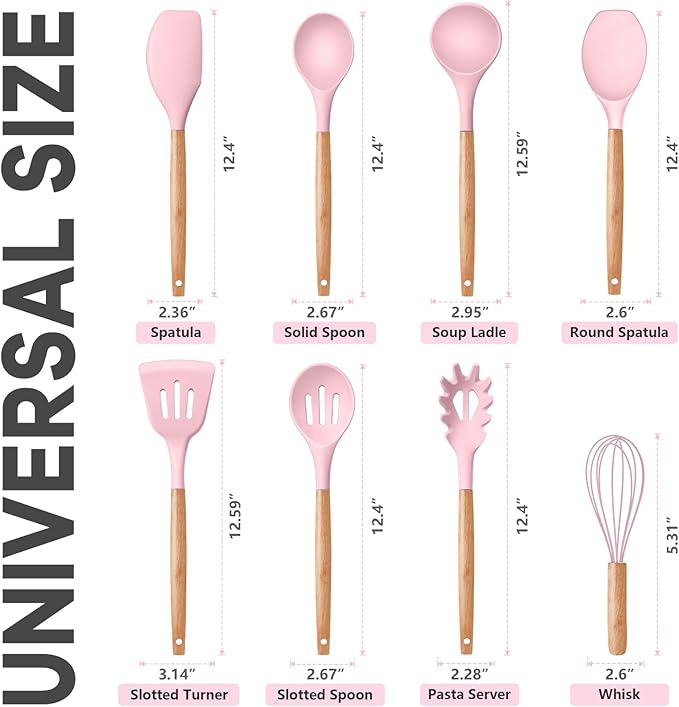 P&P CHEF Silicone Cooking Utensils Set, 8-Piece Kitchen Cooking Utensil