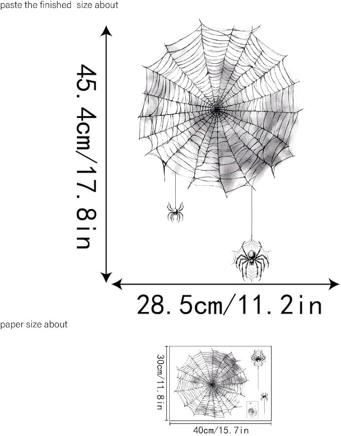 Creepy Spider Web Window Stickers - Halloween Essential Window Decorations Quick Paste Indoor and Outdoor Home Living Room Windows, Front Door Glass, Office Partitions, Store Windows 1Sheet