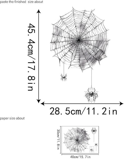 Creepy Spider Web Window Stickers - Halloween Essential Window Decorations Quick Paste Indoor and Outdoor Home Living Room Windows, Front Door Glass, Office Partitions, Store Windows 1Sheet