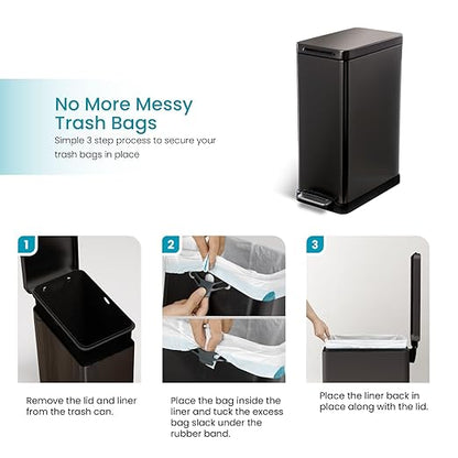 Home Zone Living 12 Gallon Slim Kitchen Trash Can