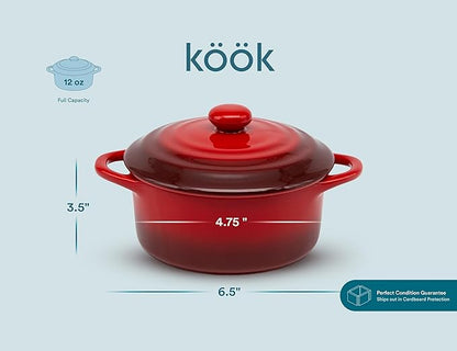 Kook Ceramic Mini Cocotte Set, Small Casserole Dishes
