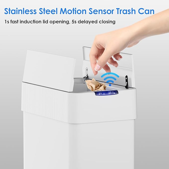 TLSUNNY 21.1 Gallon Automatic Trash Can, Stainless Steel Motion Sensor Garbage