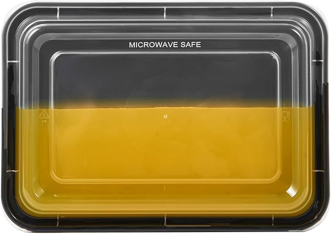 50 Pack Meal Prep Plastic Food Storage Containers With Lids 28 oz 1 Compartment Black Rectangular To Go Lunch Prepping Boxes BPA-Free Microwavable Freezer Safe Stackable (Formerly FULING)