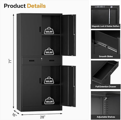 Metal Storage Cabinets with 1Drawer, Steel Storage File Cabinet