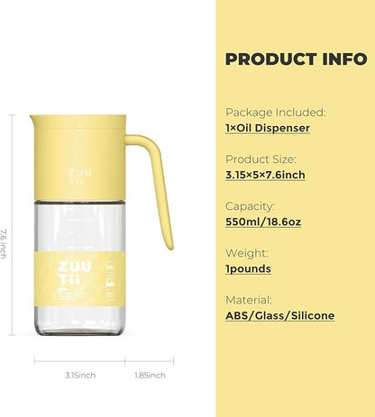 Zuutii Olive Oil Dispenser Bottle 18.6oz – Auto Flip Glass Vinegar Bottle
