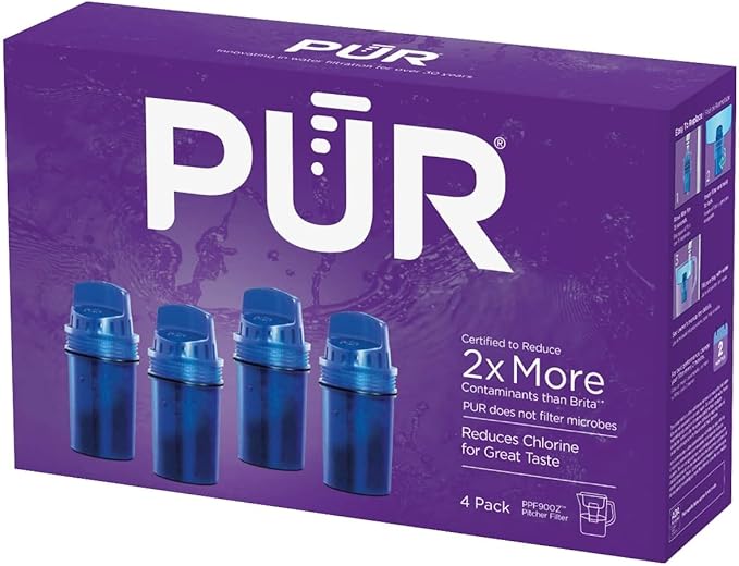 PUR Water Pitcher & Dispenser Replacement Filter 4-Pack, Genuine PUR Water