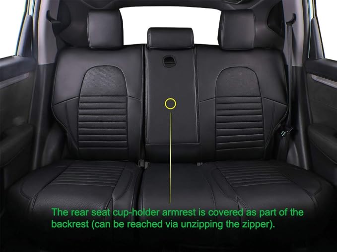 EKR CRV Seat Covers Custom Fit for Honda CRV 2015 2016 Full Set Car Seat Cover for SUV, Leather Truck Seat Protectors,Faux Leather(Black)