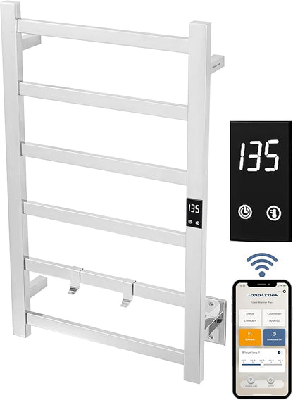 Smart Wireless Electric Towel Warmer | Blade Thin 6 Bar Design | Hardwired &