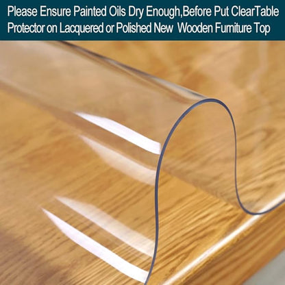 Wadrac Clear Table Protector Plastic Table Cloths PVC Night Stand Table Cover Mat Office Desk Mat Shelf Surface Protection Crystal Children Painting Cover Pad Transprent Rectangular 27.6x78.8 inch