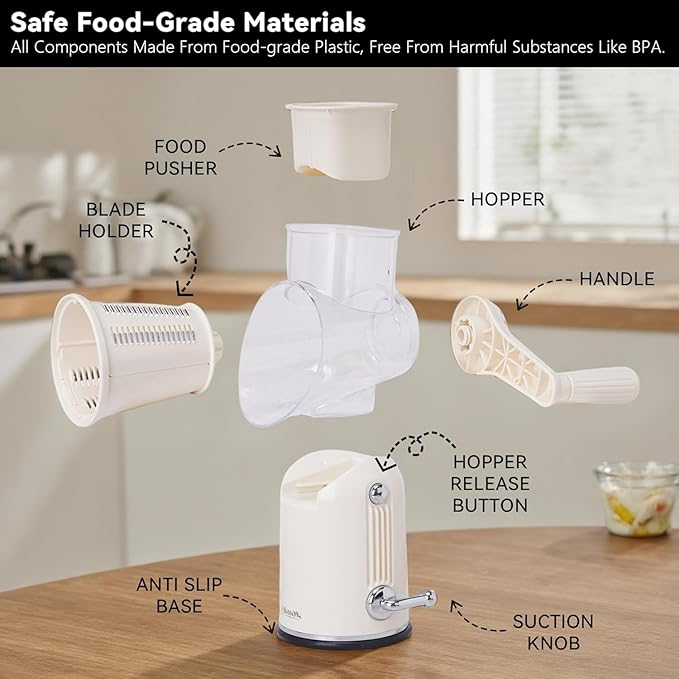5-in-1 Rotary Cheese Grater Vegetable Slicer