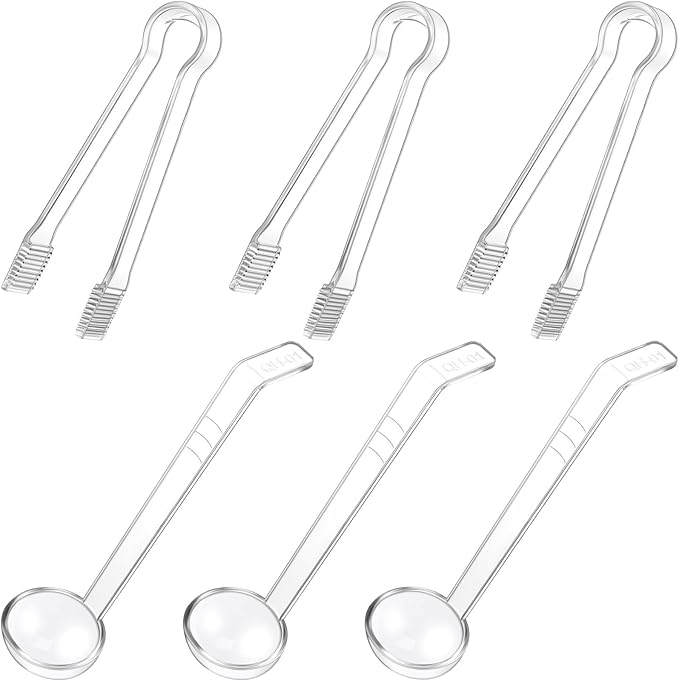 6 Pieces Plastic Serving Utensils Set Including 3 Pcs 1 oz Small Ladle and 3