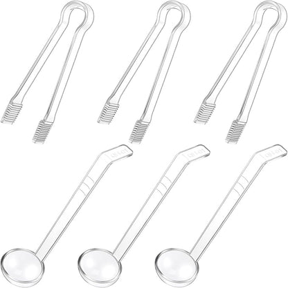 6 Pieces Plastic Serving Utensils Set Including 3 Pcs 1 oz Small Ladle and 3