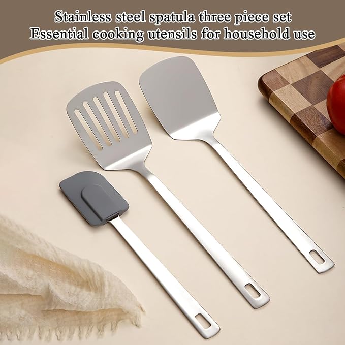 Berglander Stainless Steel Spatulas Set 3pcs, Metal Spatula