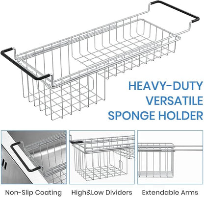 TreeLen Over The Kitchen Sink Caddy Sponge Holder Organizer Drying Rack