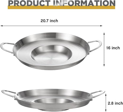 Maxdot 2 Pcs Stainless Steel Comal Frying Bowl Cookware 16 Inch Mexican Style Wok Inoxidable Concave Outdoors Stir Fry Discada Pan for Outside Cooking