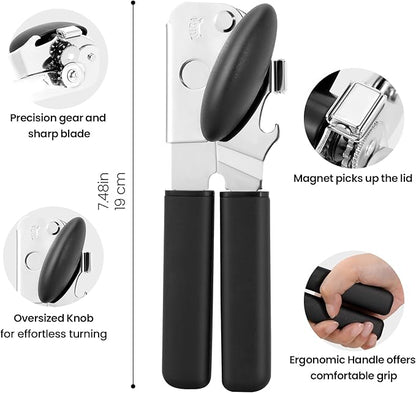 Can Opener Manual with Magnet Lift, Heavy Duty Handheld Smooth Edge Can Tin