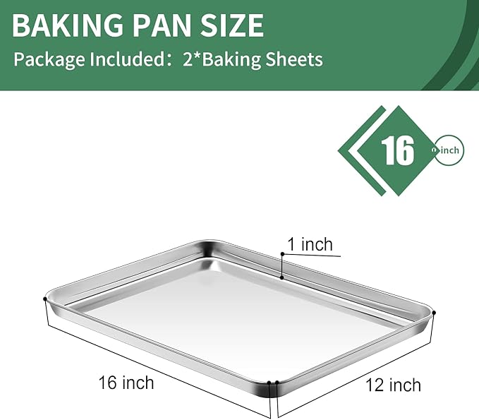 Baking Sheets Set of 2, HKJ Chef Cookie Sheets 2 Pieces & Stainless Steel