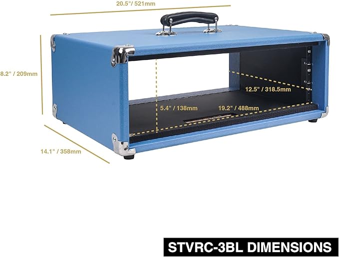 Sound Town Vintage 3U Amp Rack Case, 12.5" Depth