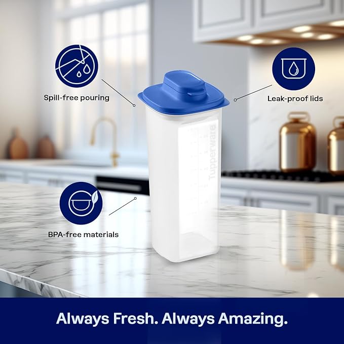 Tupperware Slim Line 2-Pitcher Set in Blue, Dishwasher Safe and BPA Free
