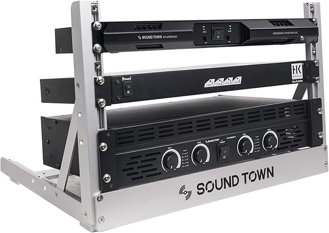 Sound Town 6U Aluminum 2-Post Desktop Open-Frame Rack, Angle Adjustable