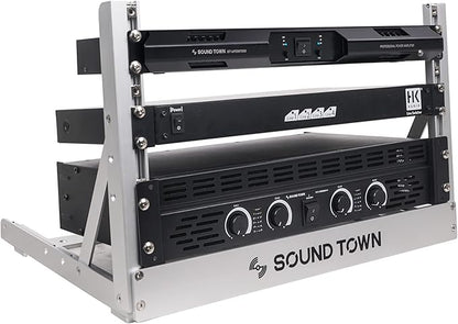 Sound Town 6U Aluminum 2-Post Desktop Open-Frame Rack, Angle Adjustable