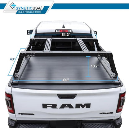 Syneticusa Automatic Retract Tonneau Cover with Rack Kit Fits 2020-2026 Silverado/Sierra 2500 HD/3500 HD 6'8" 82.2 in Truck Bed Retractable