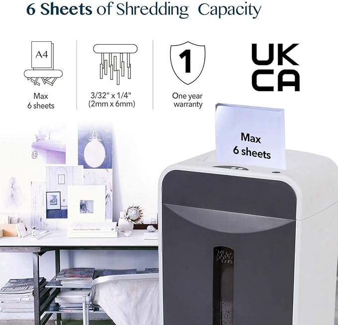 WOLVERINE 6-Sheet 2x6mm Super Micro Cut High Security Level P-5 Ultra Quiet