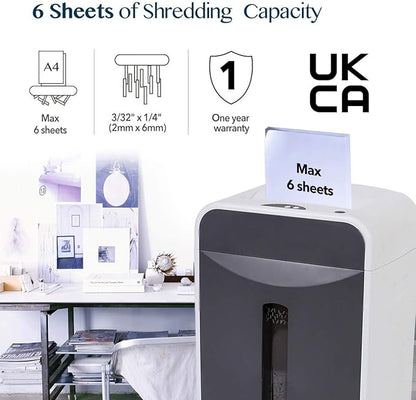 WOLVERINE 6-Sheet 2x6mm Super Micro Cut High Security Level P-5 Ultra Quiet