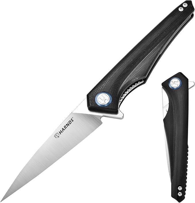 Qingluan Folding Knife with Pocket Clip, D2 Steel Blade 3.54'' and G10 Handle Outdoor Adventure knife EDC Camping Knife (Black)