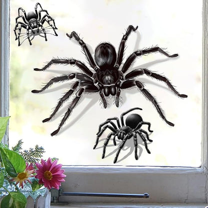 1 Spider Window Stickers, Halloween Window Decorations, Realistic and Terrifying Effects, Waterproof, Suitable for Outdoor Use, Simple Adhesive Stickers, Party Haunted House Prank Decorations