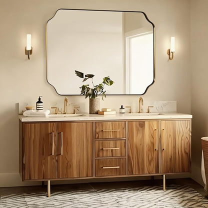 ANDY STAR 36"x48" Large Gold Mirror, Brushed Brass Rectangle Bathroom Mirror