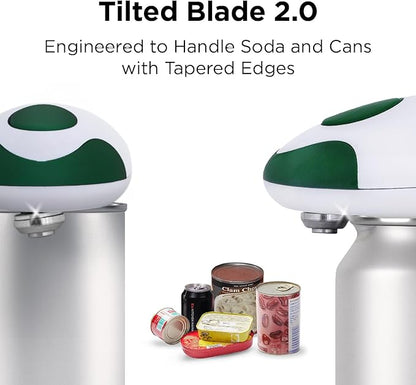 Kitchen Mama Auto 2.0 Electric Can Opener: Blade Opens Almost Any Can Pop or Soda Can - Automatic, Hands Free, Safe, Smooth Edge, Lid Remover, Battery Operated, Cordless, YES YOU CAN (Alpine Green)