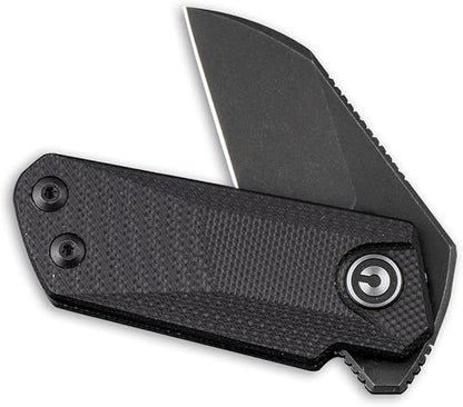 CIVIVI Ki-V Front Flipper Pocket Knife, Double Detent Slip Joint Small Folding Knife with Deep Carry Pocket Clip For Easy EDC C2108B (Black)