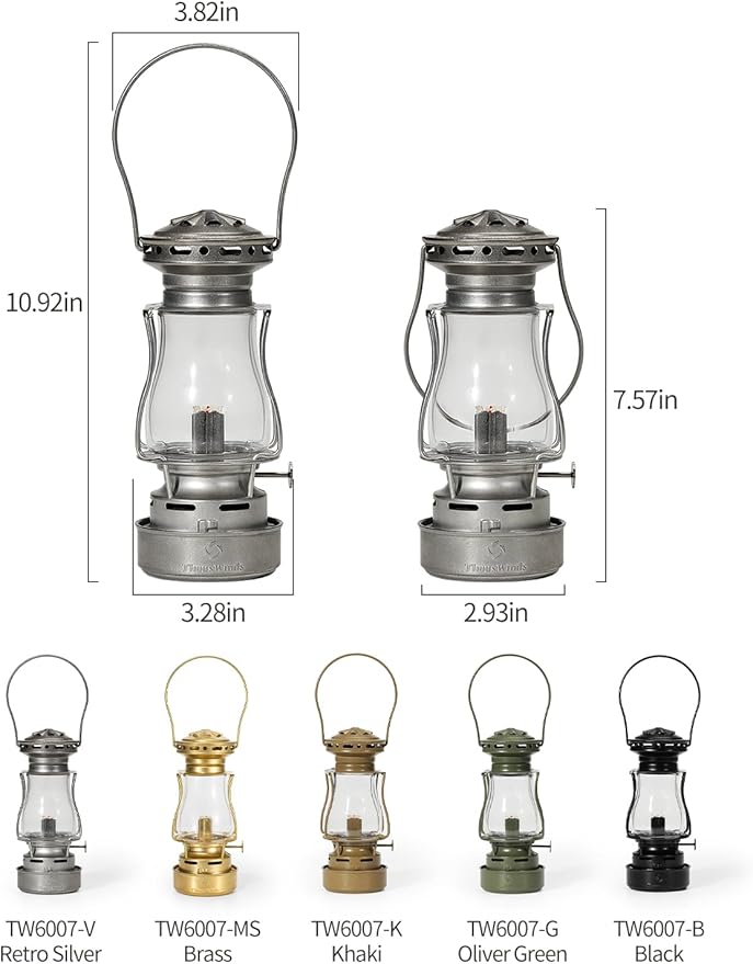 Vintage Oil Lantern, Waterproof Fuel Lantern with Carry Handle, for Outdoor Camping Hiking Patio Picnic, Retro Silver