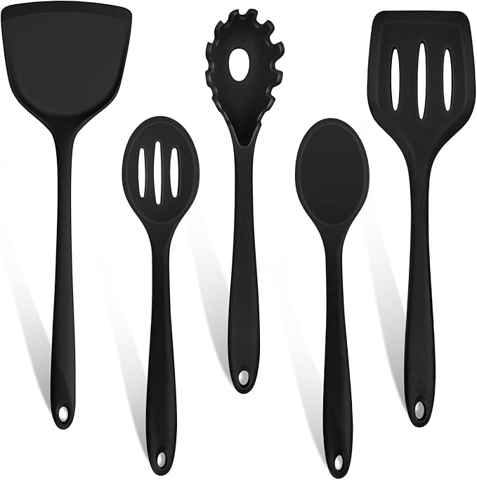 TeamFar Silicone Cooking Utensils Set, 5-Piece Heat Resistant Kitchen Utensils