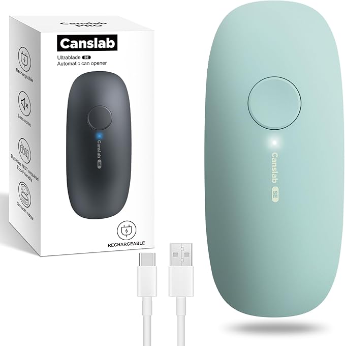 Canslab Ultrablde SE - USB Rechargeable Electric Can Opener for Kitchen for Seniors with Arthritis- Cordless Battery Powered Automatic, Side Cut, Smooth Edge, Handsfree, for Small or Large Cans, Teal