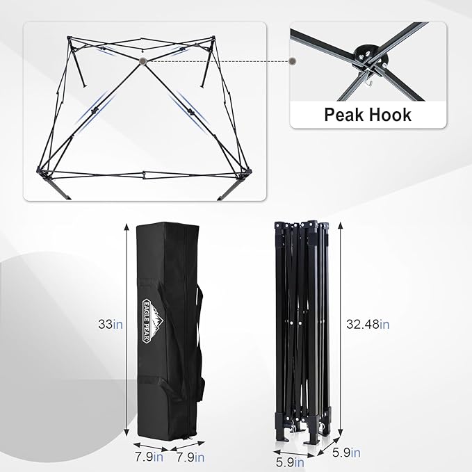 EAGLE PEAK Flex Ultra Compact 5x5 Pop-up Canopy, Sun Shelter, Changing Room, Portable Privacy Canopy Cabana for Pool, Fashion Photoshoots, or Camping, Black