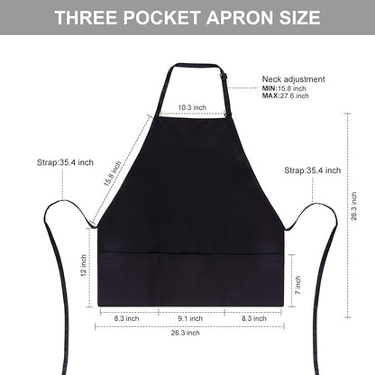 Jubatus 2 Pack 3 Pockets Adjustable Bib Apron 65% Polyester 35% Cotton Fabric