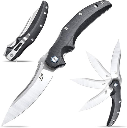 Eafengrow EF951 Folding Knife,D2 Blade and G10 Handle with Liner Lock Ball Bearing Pocket Knife EDC Tool for Outdoor Camping Survival(Black)