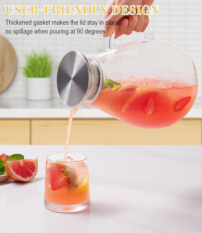 Glass Pitcher, 86oz Glass Water Pitcher