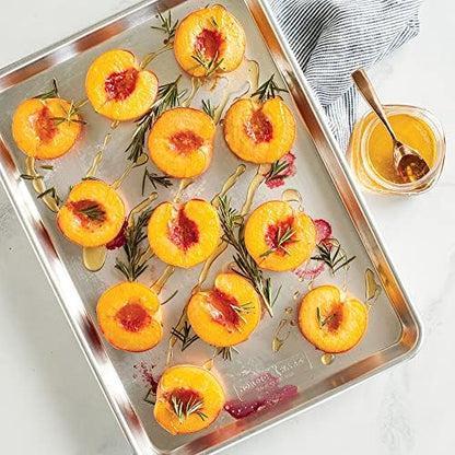 Nordic Ware Naturals Half Sheet - USA Made Aluminum Commercial Quality Sheet Pan for Baking or Roasting, Encapsulated Galvanized Steel Rim Prevents Warping, 2-Pack