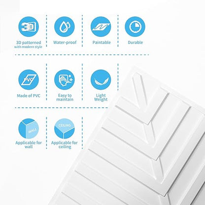 Art3d 12-Pack Drop Ceiling Tiles 2x2 FT, PVC 3D Textured Panels